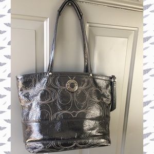 Coach patent leather embossed purse black